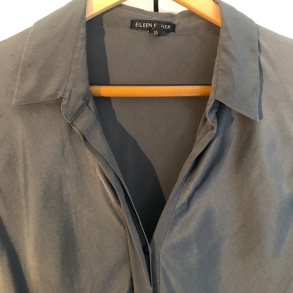 SOLD! Eileen Fisher long sleeve silk button down blouse - Picture 1 of 9
